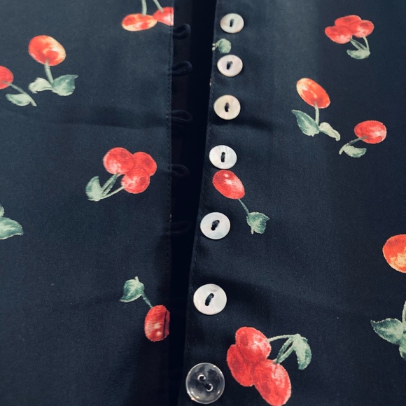 Retro Cherry Print Front Button Dress - Picture 15 of 16